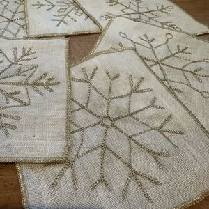 Gold Snowflake Linen Coasters